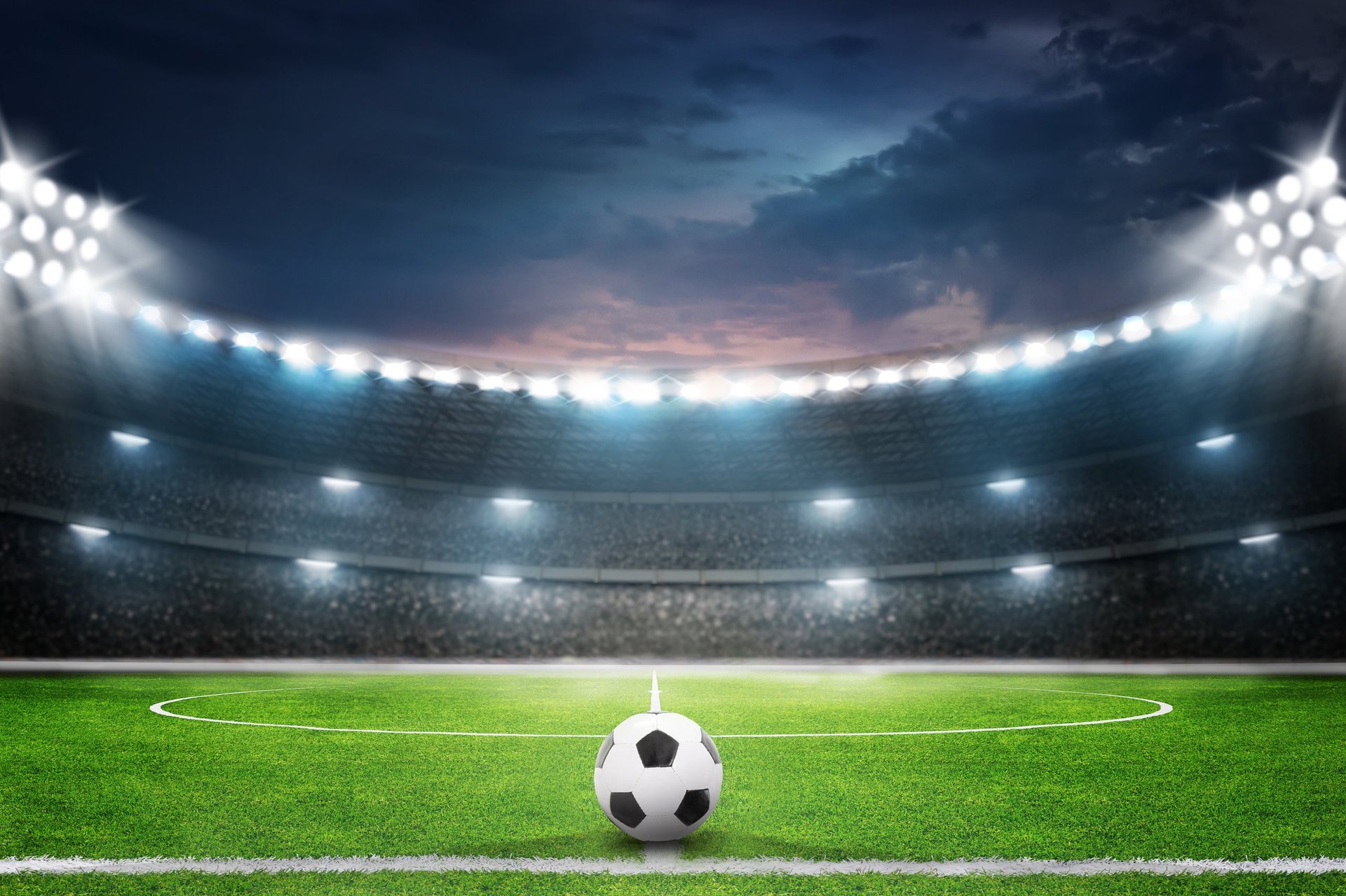 View of illustration football ground at night
